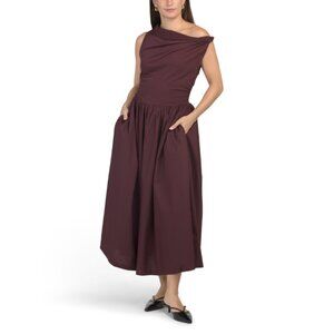 EN SAISON Plum Melissa Twist Shoulder Mixed Media Maxi Dress